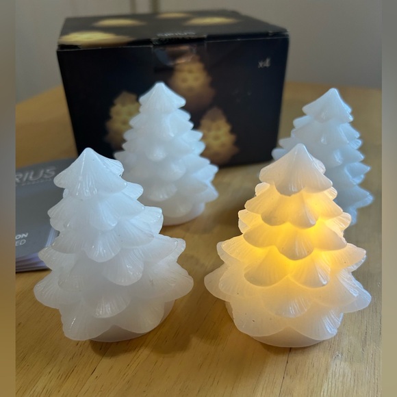 Sirius Mini Tree 4 Piece Set White LED Wax Candles Castle Gate Lights Christmas - Picture 1 of 9